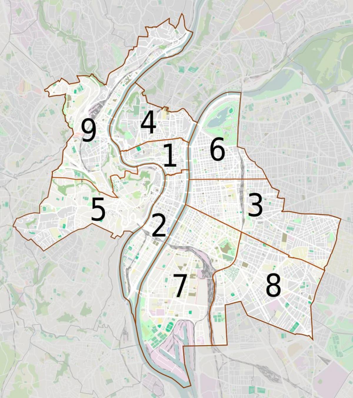 வரைபடம் லியோன் arrondissements
